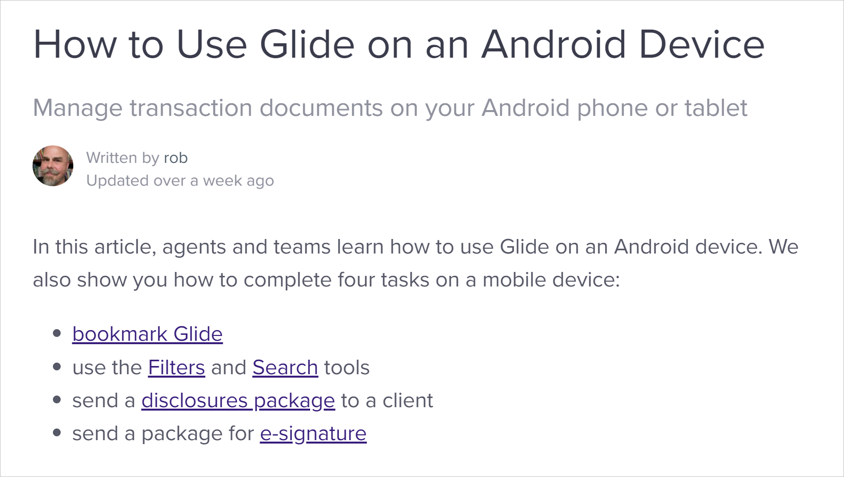 rob whyte technical writer glide